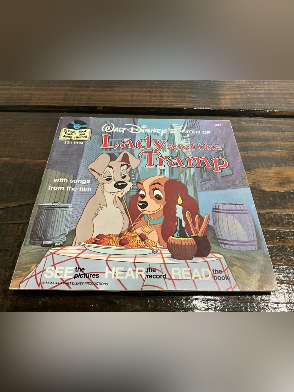 Vintage See Hear Read Disney Book and Record Lady and The Tramp